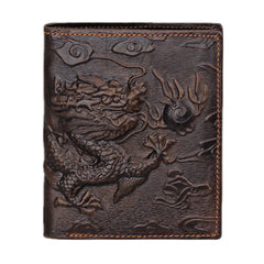 Vintage Dragon Pattern Leather Wallet for Men