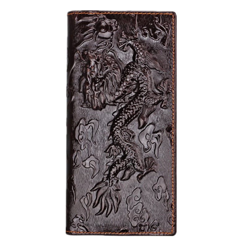 Vintage Dragon Pattern Leather Wallet for Men