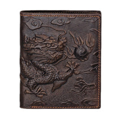 Vintage Dragon Pattern Leather Wallet for Men