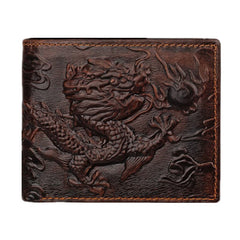 Vintage Dragon Pattern Leather Wallet for Men