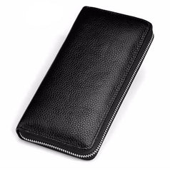Long Leather Business Wallet with Zipper for Men