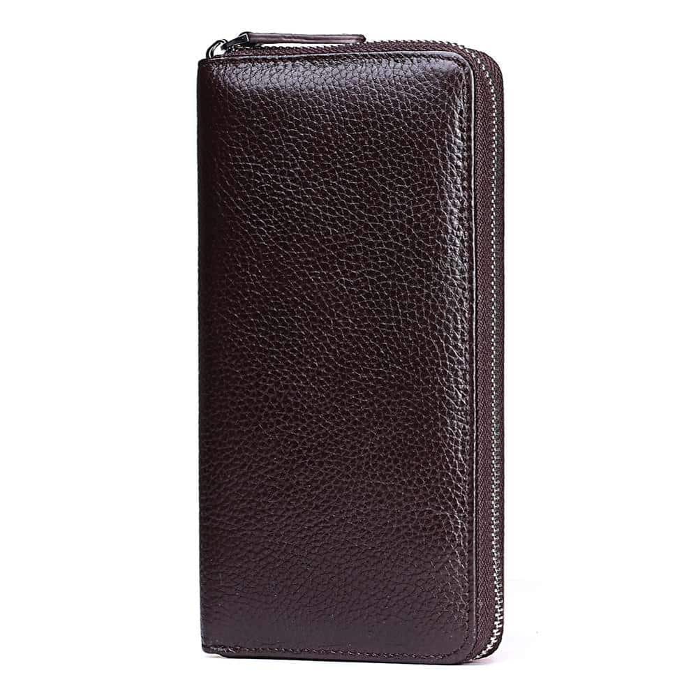 Long Leather Business Wallet with Zipper for Men