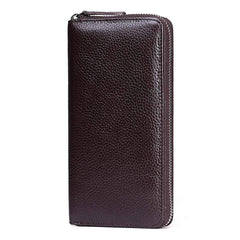 Long Leather Business Wallet with Zipper for Men