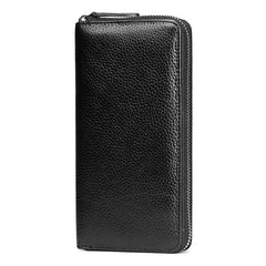 Long Leather Business Wallet with Zipper for Men