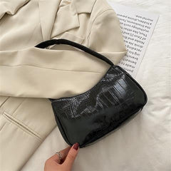 Crocodile Patterned Ladies Baguette Handbag for Women