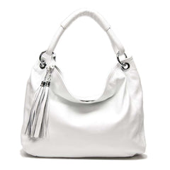 Soft Genuine Leather Tassel Tote Bag