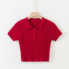 Vintage Knitted Crop Top for Women