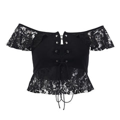 Women's Lace Square Collar Top