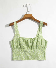 Women's Light Green Cropped Camis Top