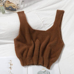 Warm Knitted Crop Top for Women