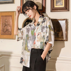 Women's Oversized Short Sleeve Blouse