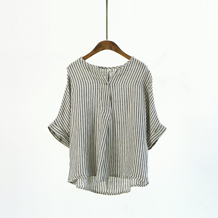 Women's Loose Striped Cotton Shirts