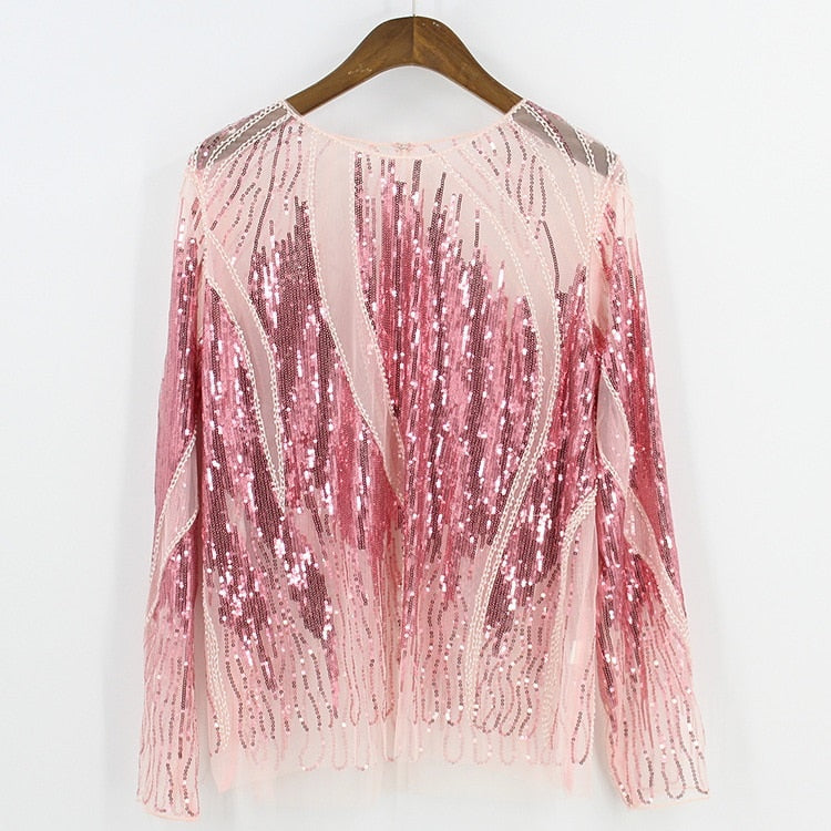 Women's Sequined Sheer Blouse