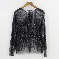 Women's Sequined Sheer Blouse