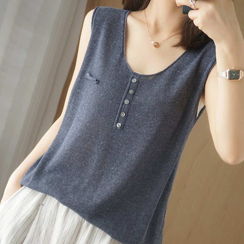 Women's Cotton and Linen Tank Top