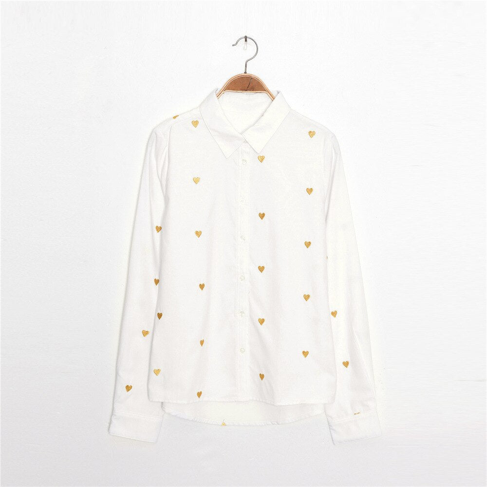 Women's Heart Embroidered Shirt