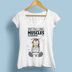 Bodybuilding Gym Unicorn Printed Women's T-Shirt