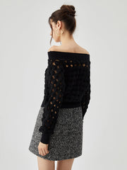 Crocheted Circle Hollow Off Shoulder Blouse