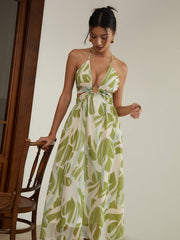 Halter Backless Cutout Long Dress