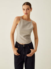 Solid Cutout Backless Tank Top