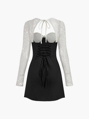 Lace Up Backless Short Dress