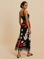 Cutout Zipper Sleeveless Floral Dress