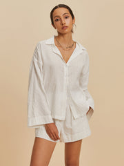 Pockets Lapel Shorts Set