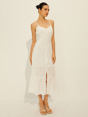 Cotton Ruffle Split Dress