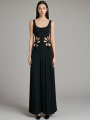 Solid Cutout Sleeveless Dress