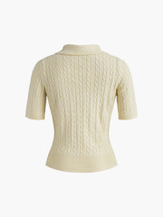 Casual V-Neck Short Sleeve Knit Top