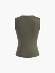 Button Pleated Solid Skirt Set