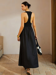Casual Pockets Backless Midi Dress