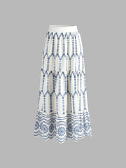 Embroidered Sleeveless Tie Back Skirt Set