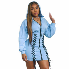 Hooded Dresses with Zipper
