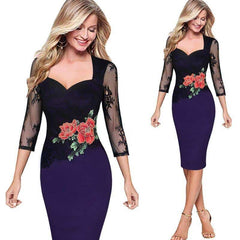Elegant Vintage Floral Lace Women's Pencil Dress