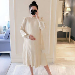 Maternity Chiffon Pleated Dress