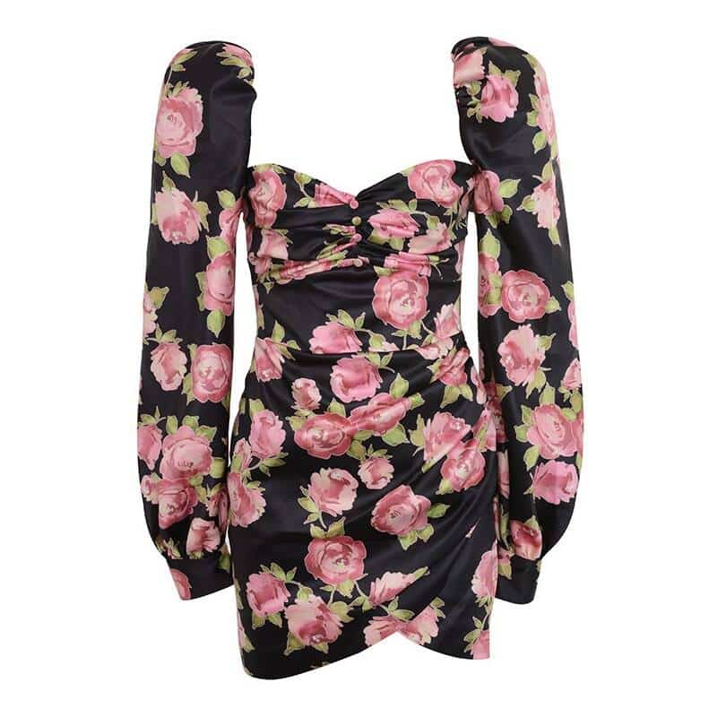 Women's Rose Printed Mini Dress